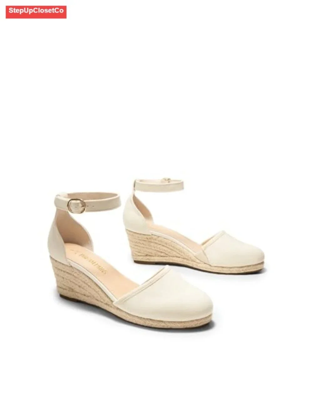 Closed Toe Ankle Strap Espadrilles Platform Wedge Sandals - Faux Suede
